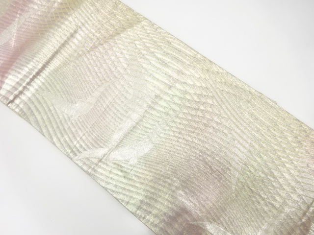 JAPANESE KIMONO / ANTIQUE FUKURO OBI / SILK / WOVEN WAVY STRIPE